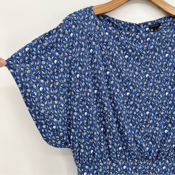 Ann Taylor Floral Dolman Sheath Midi Dress in Blue White Ditsy Floral Size 12 - Picture 8 of 12